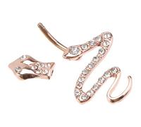 Ipetboom Elegant Rose Snake Shape Navel Ring with 1pc Vacuum Plated Stylish Woman's Navel Ornament Button