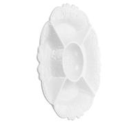 Ipetboom European Embossed Ceramic Dessert Plate with Compartments White Food Holder Tray for Snacks Fruits Party Banquet Wedding Graduation and Practical Serving Dish
