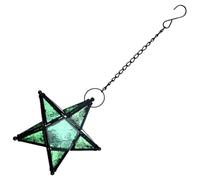 Ipetboom European Style Colored Embossed Glass Star Tea Light Holder Hanging Iron Candle Stand for Home Party Decoration and Practical Candlestick for Weddings Banquets Hotels and Romantic