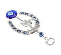 Ipetboom Evil Eye Protection Charm Turkish Blue Eyes Alloy Horseshoe Elephant Wall Hanging Home Car Decor for Good Luck Blessings Resists Negative Energy