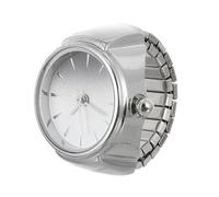 Ipetboom Fashion Elastic Quartz Finger Ring Watch for Women Zinc Alloy Decorative Ring with Analog Dial Stylish Silver Tone Accessory for Everyday and Festival Gifts