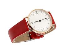 Ipetboom Fashionable Red Leather Strap Quartz Women Wrist Watch Casual Student Timepiece Breathable Comfortable Fit for Daily School Party Use