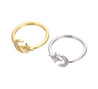 Ipetboom Fashionable Star and Moon Ring Set Open Adjustable Jewelry Rings for Daily Wear