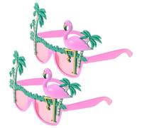 Ipetboom Flamingo Sunglasses, 2pcs Flamingo Design Glasses Funny Coconut Tree Eyeglasses, Hawaiian Party Dress Up Decorative Toys Beach Photo Props Eyewear for Dancing, Beach Party