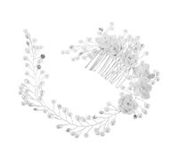 Ipetboom Floral Headband Pearl Wedding Engagement Bridal Hairpiece Leaf Flower Hair Accessory Rhinestone Head Jewelry for Women