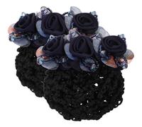 Ipetboom Flower Hair Net Clips Elegant Fabric and Metal 2pcs with Netting Structure Hair Bun Clips Delicate Craftsmanship Adds a Touch of Glamour for Women for Daily Outfits and Work