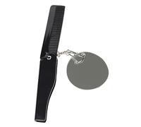 Ipetboom Folding Beard Comb Keyring Oval Mirror Travel Pocket Fine Tooth Comb for Men Compact and Lightweight Design