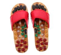 Ipetboom Foot Acupoint Massage Slippers Natural Jade Cobblestone Relax Sandals for Health Red Promotes Better Blood Flow Refreshes Tired Feet Comfortable Materials