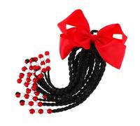 Ipetboom Girls Braid Extensions Realistic Ponytail Hair for Boys and Girls Braided Bun Hair Accessory Beads and Bowknot