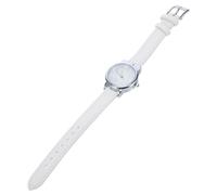 Ipetboom Girls Quartz Watch Cute Cat Pattern Analog Toddler Watch Silver Metal Case and White Pu Strap Children's Training Wristwatch for School