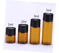 Ipetboom Glass Bottles for Essential Oil with Black Lid 30pcs 5ml Mini Amber Vials Refillable Small Bottles for Oil Sample Collection and Aromatherapy Use