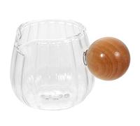 Ipetboom Glass Milk Pitcher with Wood Handle Small Pouring Jug for Sauces and Milk for Home Coffee Lightweight and Multipurpose Design