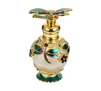 Ipetboom Glass Perfume Bottle: Refillable Vintage Dragonfly Scent Container for Essential Oil, Dubai Style Home Table Decor for Living Bedroom Bathroom (15ml, Green)