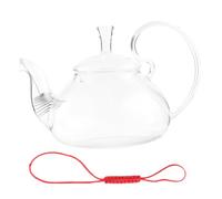 Ipetboom Glass Teapot with Raised Handle for Scented Tea Heat-Resistant Transparent Embellished Tea Ware Easy Pour Design High-Transmittance Clear Pot for Lovers