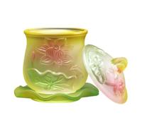 Ipetboom Glass Water Cup Lotus Pattern Buddhist Offering Bowl | Temple Decor, Not Easy to Fade, Not Easy to Break, Lotus Shape, Sacred Water Holder