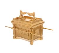 Ipetboom Gold Resin Ark of Covenant Statue Religious Ornament for Home Decor Biblical Judaica Figurine with Historic Design Faith-inspired Tabletop Church Decoration for Prayer and