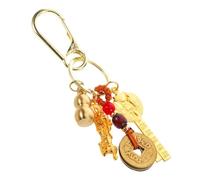 Ipetboom Golden Feng Shui Pi Yao Keychain with Vintage Gourd and Chinese Five Emperor Coins Snake Year Zodiac Pendant for Car Hanging Decoration Bag Charm for Luck and Fortune