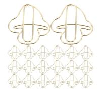 Ipetboom Golden Mushroom Paper Clips for Organising Documents 20pcs Iron Material with Streamlining Workflow and Quick Access Features, Desk Accessories for Office and Study Routine