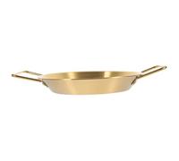 Ipetboom Golden Stainless Steel Low Edge Frying Pan with Binaural Handles Non Stick Multi Purpose Cookware for Camping Grilling and Everyday Kitchen Use Heat Resistant Design