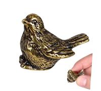Ipetboom Golden Vintage Brass Sparrow Figurine Small Retro Bird Statue Desktop Decoration Ornament for Home Office Shelf Display