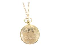 Ipetboom Golden Vintage Train Pattern Pocket Watch Hanging Chain Souvenir Chest Watch Large Size Classic Style