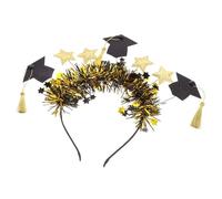 Ipetboom Graduation Headband Black Gold Star Tinsel Mini Hat Hair Accessory for Women Stylish Party Dress Up Headpiece for Graduation Celebration and Photo Props