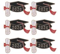 Ipetboom Graduation Lapel Pins Versatile Accessory for Graduation Time 6pcs 2026 Season Memorial Lasting Color Zinc Alloy Material for School Gatherings and Events