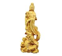Ipetboom Guanyin Bodhisattva Wood Statue Handcrafted Decorative Sculpture for Home Office and Meditation Room Unique Craftsmanship for Friends and Family