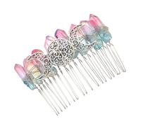 Ipetboom Hair Comb Headpiece Headwear Silver 20-Tooth Handmade Natural Crystal Three-Moon Pattern Hair Decor for Wedding Prom Bridal Bridesmaid Copper Wire