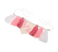 Ipetboom Half Birthday Decorations Pink Tassel High Chair Banner with Wood Beads Cozy Yarn Garland for Month Girl Party Photo-ready Birthday Milestone Decor