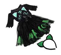 Ipetboom Halloween Girl Cat Costume with Headband Comfortable Black Cat Dress for Parties Cosplay Stage Performance and Dancing Premium Fabric Halloween Outfit for Xl