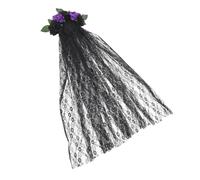 Ipetboom Halloween Hairband for Adults Lightweight Fabric Flower Headband with Veil Comfortable to Wear Party Hair Hoop for Costume and Day of The Dead Celebrations