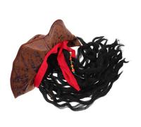 Ipetboom Halloween Pirate Hat with Dreadlocks Wig Stylish Costume Accessory for Carnival Masquerade Parties and Themed Events Complete Your Look with Fun and Charm