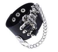 Ipetboom Halloween Skull Bracelet for Men Leather Skeleton Hand Wrist Chain Creative Bangle Half-skeleton Design Fashion Wristband for Rocker Accessories
