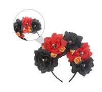 Ipetboom Halloween Skull Floral Headband Womens Mexican Style Hair Band Comfortable Party Headdress for Festival Photo Props Red Black Design