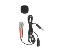 Ipetboom Hand-held Miniature Microphone Phone Small Mic No Battery Required Golden Stainless Steel Recording Microphone for Phone Home Ktv Time Singing Supplies