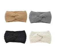 Ipetboom Hand-knitted Woolen Yarn Hair Bands Comfortable Breathable 4pcs Wide-edged Ear Protective Headwear Headbands for Women Suitable for Family Trips and Riding