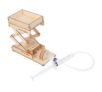 Ipetboom Handmade Hydraulic Lab Jack Machine Adjustable Height Science Experiment Platform Educational DIY Kit for Developing Motor Skills and Innovative Learning
