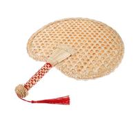 Ipetboom Handmade Woven Wheat-straw Handheld Summer Fan Portable Rustic Decorative Cooling Fan for Women Vintage Chinese Style Hand with Lace Trim for Parties and Home Use
