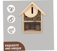 Ipetboom Hanging Bee House Wooden Beehive Nest for Garden Insect Habitat with Decorative Design for Bees and Ladybugs Enhance Pollination Your Outdoor Space