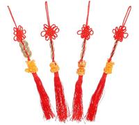 Ipetboom Hanging Decorations Traditional Chinese Dragon Design 4pcs Assorted Color Made of Polyester, Resin and Copper to Create A Festive for Walls and Front Door in Homes and Shops