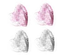 Ipetboom Heart-shaped Cooling Eye Gel Pads 4pcs Reusable under Eye Ice Packs for Care and Puffiness Relief Pink and Silver Suitable for Sensitive Skin and Daily Beauty Routine