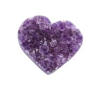 Ipetboom Heart Shaped Natural Amethyst Crystal Cluster 3-5cm Random Size Decorative Stone Ornament for Home and Office Natural Crystal Decor Collectible Figurine