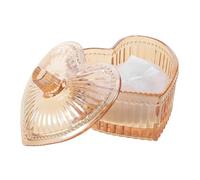 Ipetboom Heart-shaped Powder Puff and Compact Case Set, Reusable Washable Makeup Applicator with Gold-tone Glass Storage Container for Loose Powder, Portable Cosmetic Puff Storage
