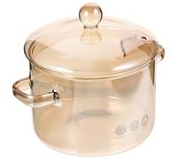 Ipetboom Heat Resistant Glass Stew Pot with Lid Amber Borosilicate Double Handle Cooking Pot for Braising Soup Chicken Porridge Multi Use Kitchen Cookware for Home