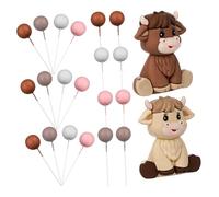 Ipetboom Highland Cow Cake Decorations with Foam Balls Lightweight Plastic Party Toppers for Shower and Themed Birthday Cakes Easy to Arrange and Safe Adornments