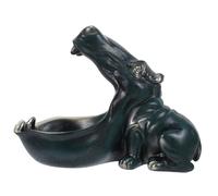 Ipetboom Hippo Sculpture Resin Box for Entryway Table Decorative Key Tray and Candy Jar for Office Desk Compact Sundries Organizer for Living Room Bedroom and Bathroom Counters Space Saving