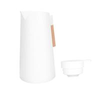 Ipetboom Household Thermal Kettle Capacity Insulated Hot Water Carafe with Premium Glass Liner and Wooden Handle Vacuum Insulation for Long Heat Preservation Practical White Hot Drink Flask