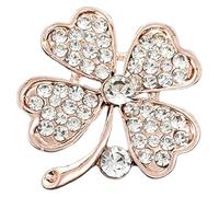 Ipetboom Hypoallergenic Alloy Four-leaf Clover Brooch Pin with Rhinestones Versatile Crystal Lapel Pin for Women S Party Jewelry St Patrick S Day Accessory for Coats Scarves Hats and