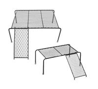 Ipetboom Iron Chicken Coop Feeding Rack Convenient Rack 2pcs with Ladder Practical Chicken Mesh Platform for Small Animals for Cage Use